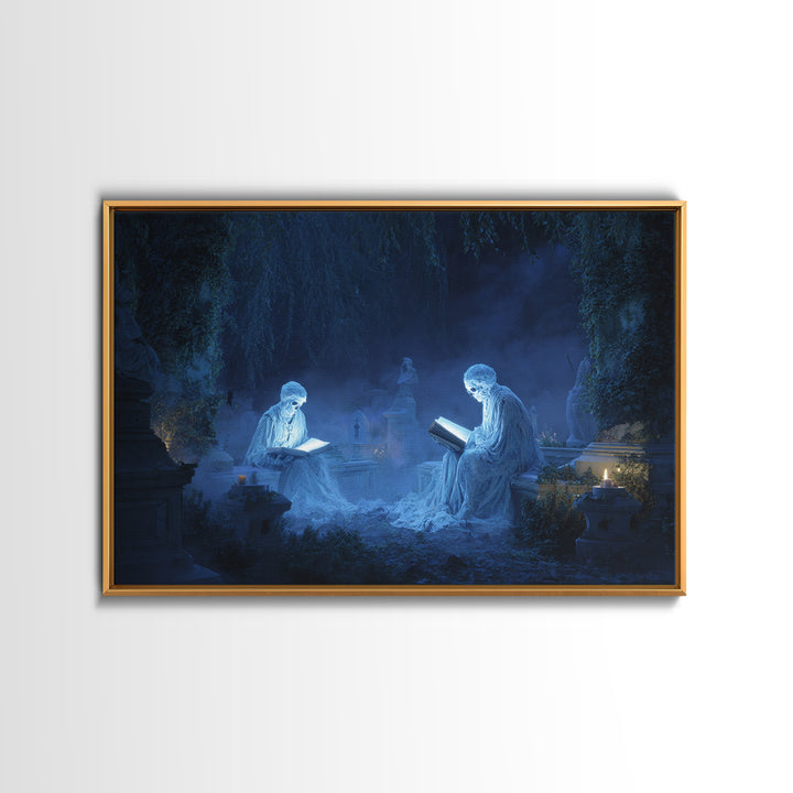 The Graveyard Book Club, Symbolist Gothic Landscape, Landscape Wall Art, Dark Fantasy Wall Art, Framed Canvas Print, Halloween Wall Art