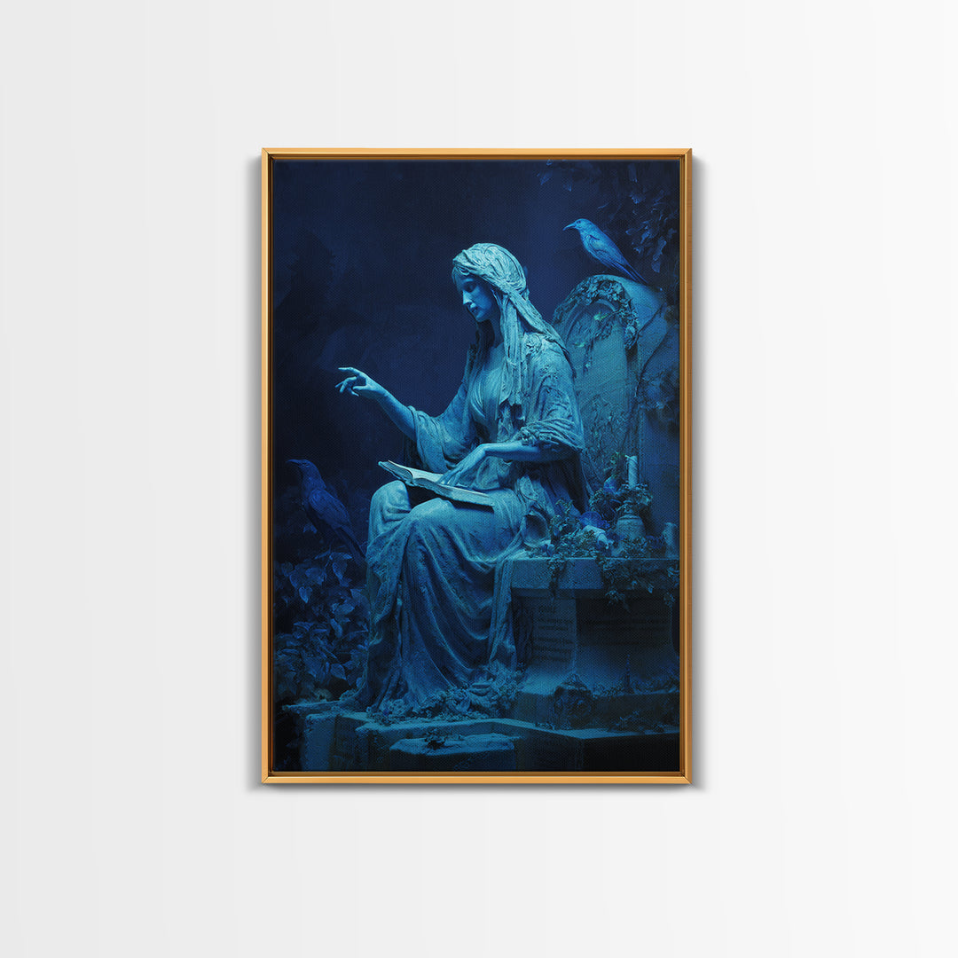 The Graveyard Book Club, Ornate Symbolist Art, Vertical Wall Art, Macabre Wall Art, Framed Canvas Print, Halloween Wall Art