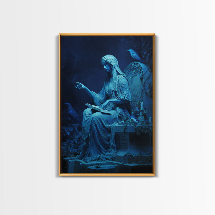 The Graveyard Book Club, Ornate Symbolist Art, Vertical Wall Art, Macabre Wall Art, Framed Canvas Print, Halloween Wall Art