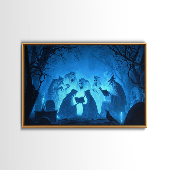 The Graveyard Book Club, Expressionist Nightmare Art, Landscape Wall Art, Macabre Wall Art, Canvas Print, Halloween Wall Art