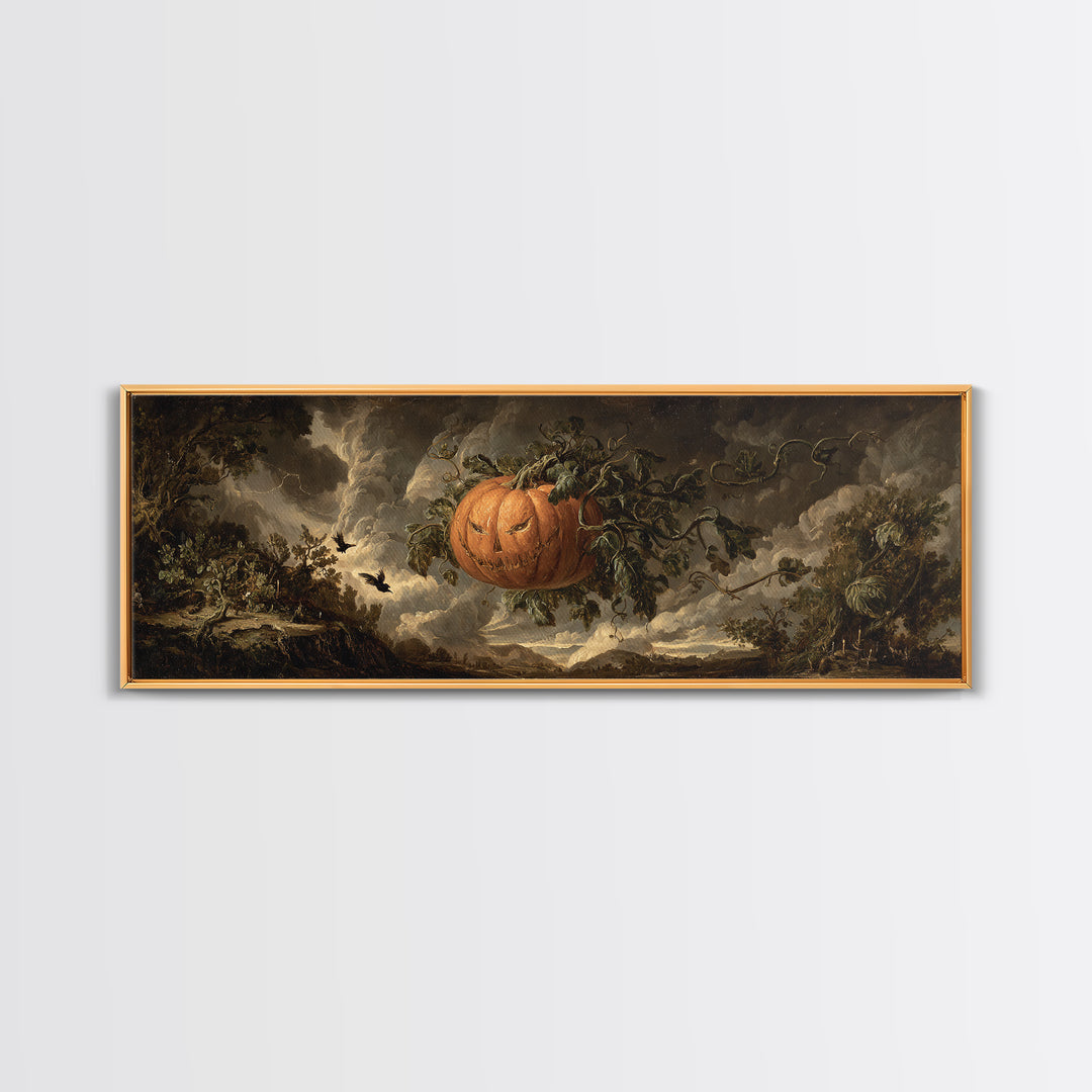 The Cosmic Pumpkin God, Baroque Witchcraft Art, Extra Wide Wall Art, Macabre Wall Art, Canvas Print, Halloween Wall Art, Halloween Decor
