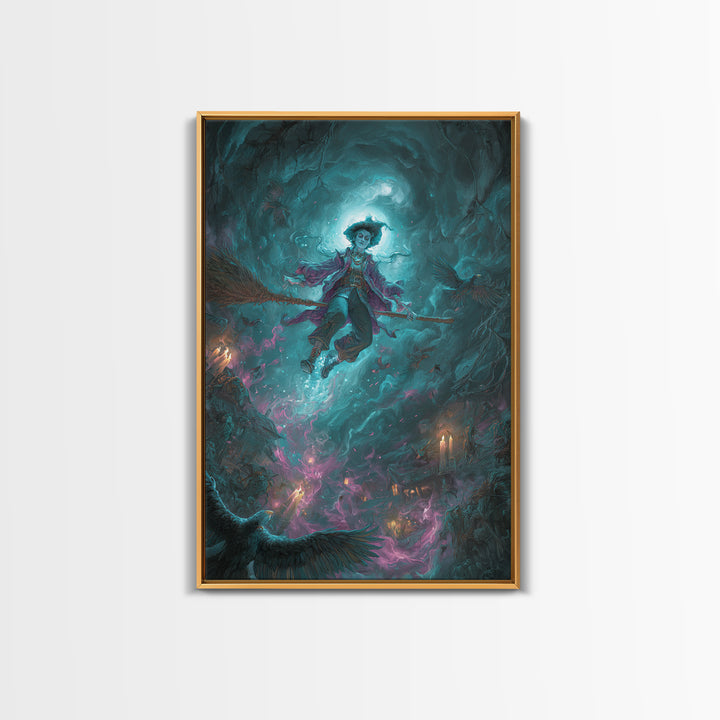 The Cyberpunk Witch, Dark Renaissance Art, Vertical Wall Art, Gothic Horror Wall Art, Canvas Print, Halloween Wall Art