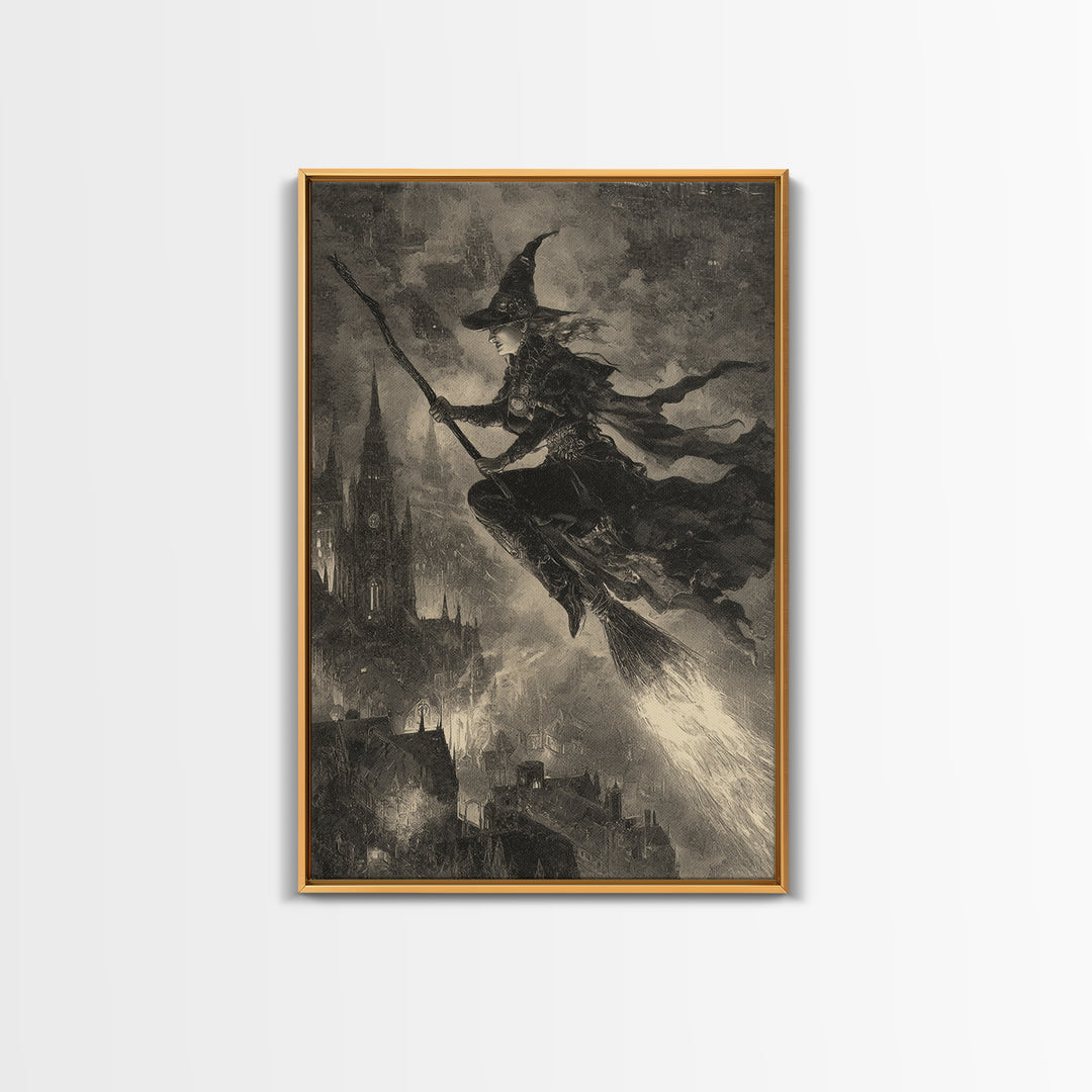 The Cyberpunk Witch, Decadent Gothic Art, Vertical Wall Art, Dark Fantasy Wall Art, Canvas Print, Halloween Wall Art