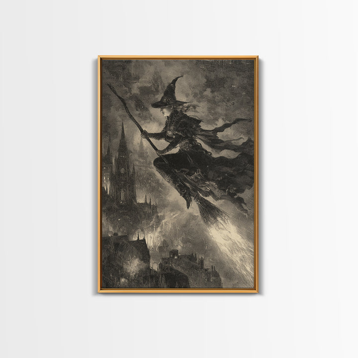 The Cyberpunk Witch, Decadent Gothic Art, Vertical Wall Art, Dark Fantasy Wall Art, Canvas Print, Halloween Wall Art
