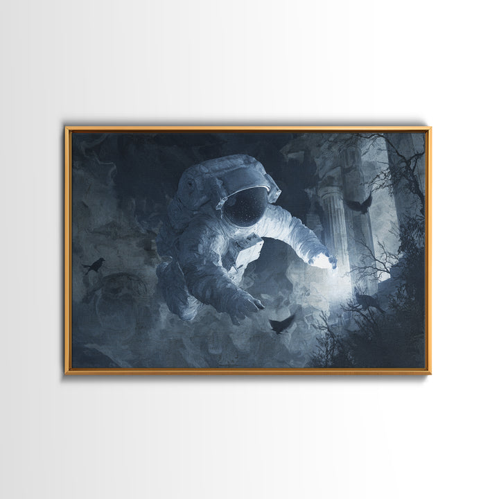 The Astronaut Ghost, Romantic Gothic Landscape, Landscape Wall Art, Dark Halloween Decor, Canvas Print, Halloween Wall Art