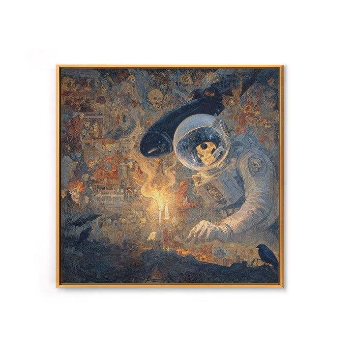 The Astronaut Ghost, Grotesque Carnival Art, Square Wall Art, Macabre Wall Art, Framed Canvas Print, Halloween Wall Art, Gothic Home Decor