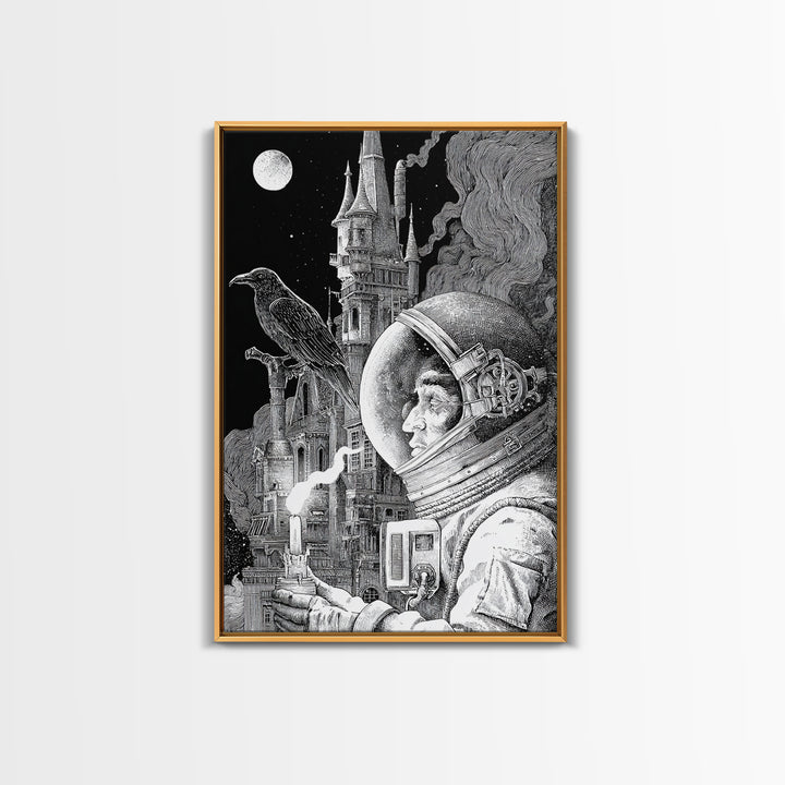 The Astronaut Ghost, Victorian Macabre Art, Vertical Wall Art, Dark Fantasy Wall Art, Canvas Print, Halloween Wall Art, Halloween Decor