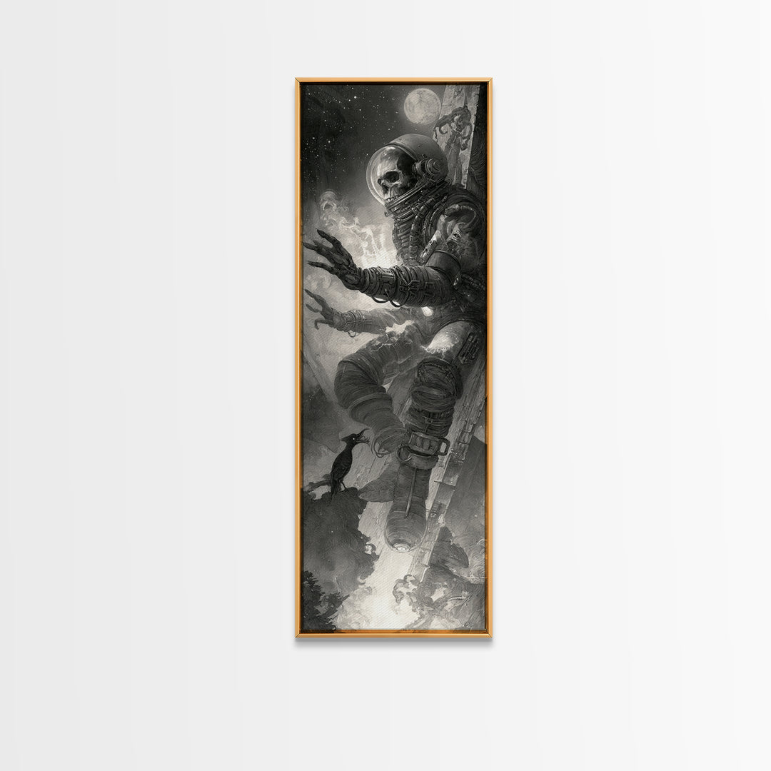 The Astronaut Ghost, Biomechanical Horror Art, Tall Narrow Wall Art, Gothic Horror Wall Art, Canvas Print, Halloween Wall Art