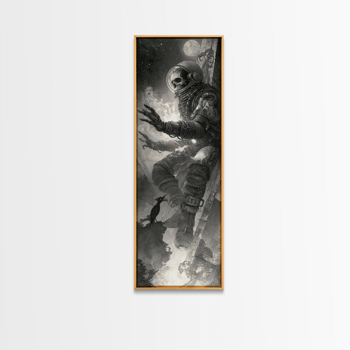 The Astronaut Ghost, Biomechanical Horror Art, Tall Narrow Wall Art, Gothic Horror Wall Art, Canvas Print, Halloween Wall Art