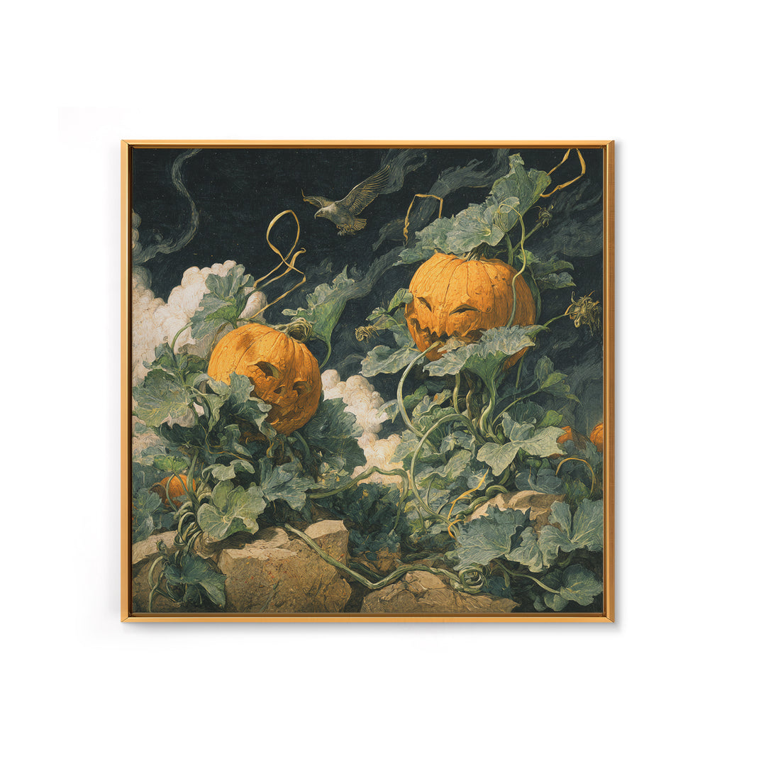The Alien Pumpkin Patch, Danse Macabre Art, Square Wall Art, Gothic Horror Wall Art, Canvas Print, Halloween Wall Art