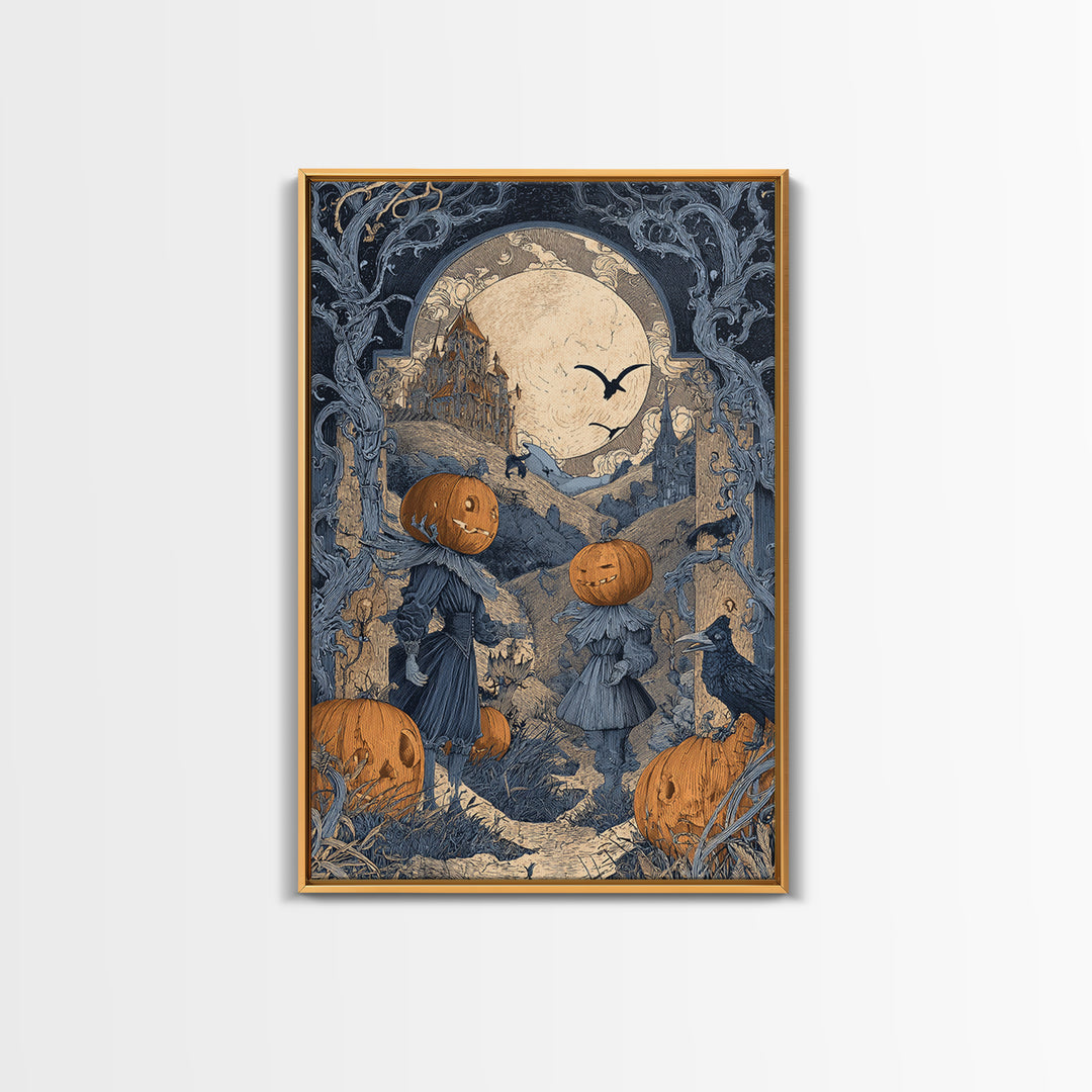 The Alien Pumpkin Patch, Victorian Macabre Art, Vertical Wall Art, Macabre Wall Art, Canvas Print, Halloween Wall Art, Gothic Home Decor