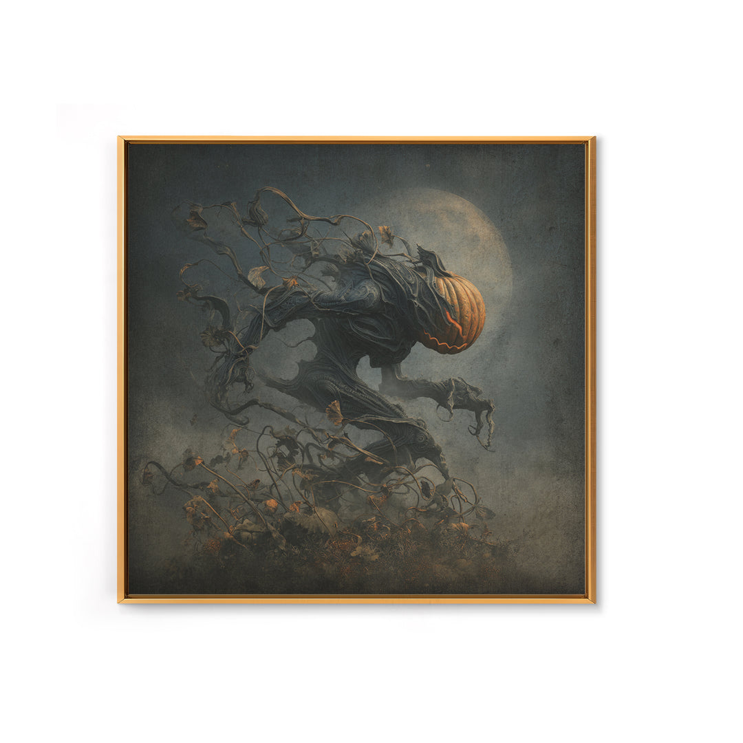 The Alien Pumpkin Patch, Biomechanical Horror Art, Square Wall Art, Dark Fantasy Wall Art, Framed Canvas Print, Halloween Wall Art