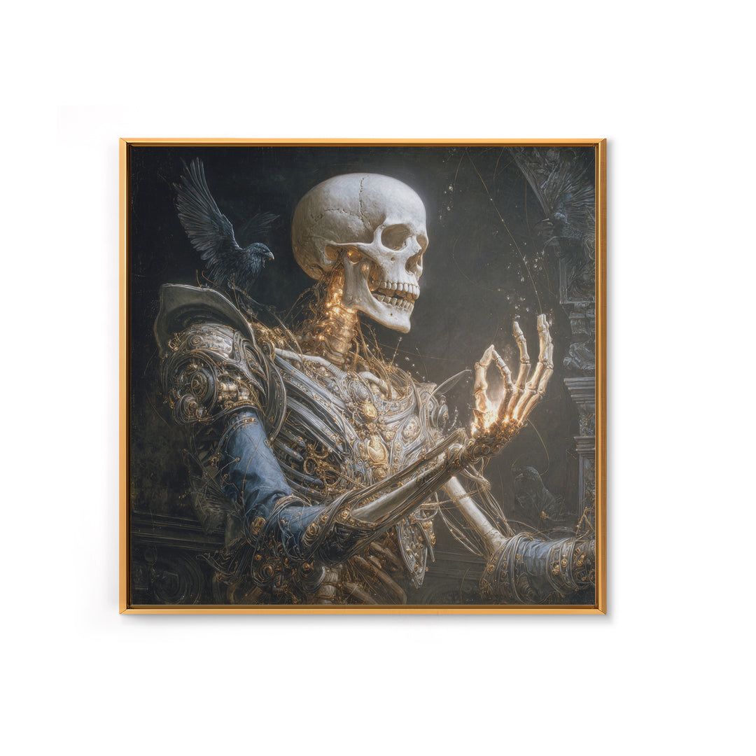 The Biomechanical Skeleton, Ornate Symbolist Art, Square Wall Art, Gothic Horror Wall Art, Framed Canvas Print, Halloween Wall Art