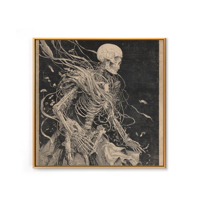 The Biomechanical Skeleton, Decadent Gothic Art, Square Wall Art, Macabre Wall Art, Canvas Print, Halloween Wall Art
