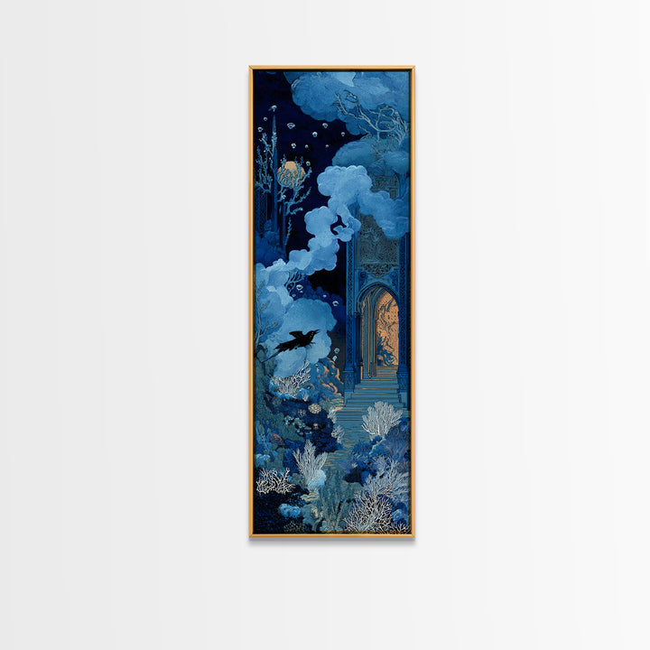 The Underwater Graveyard, Stained Glass Gothic Art, Tall Narrow Wall Art, Dark Halloween Decor, Canvas Print, Halloween Wall Art