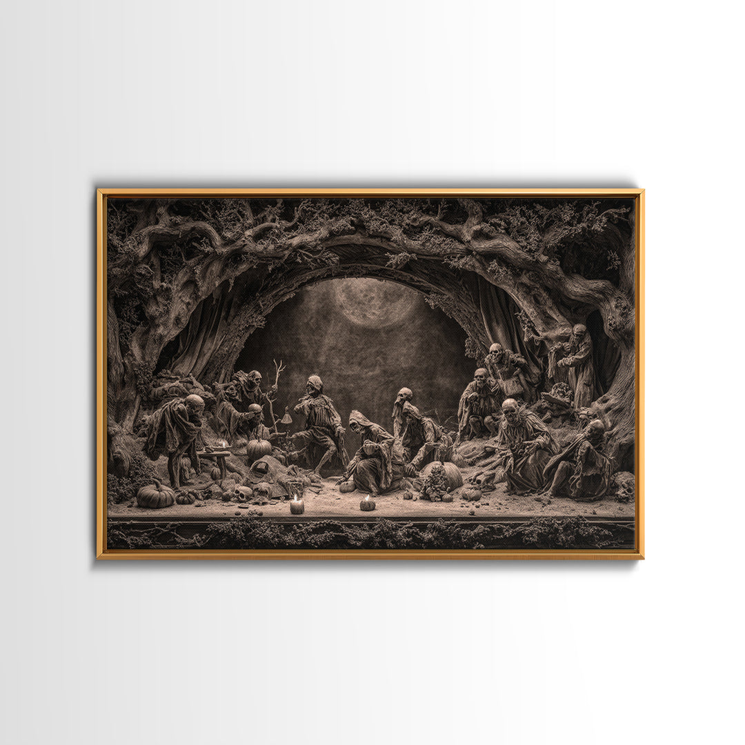Desert Halloween, Baroque Witchcraft Art, Landscape Wall Art, Gothic Horror Wall Art, Canvas Print, Halloween Wall Art