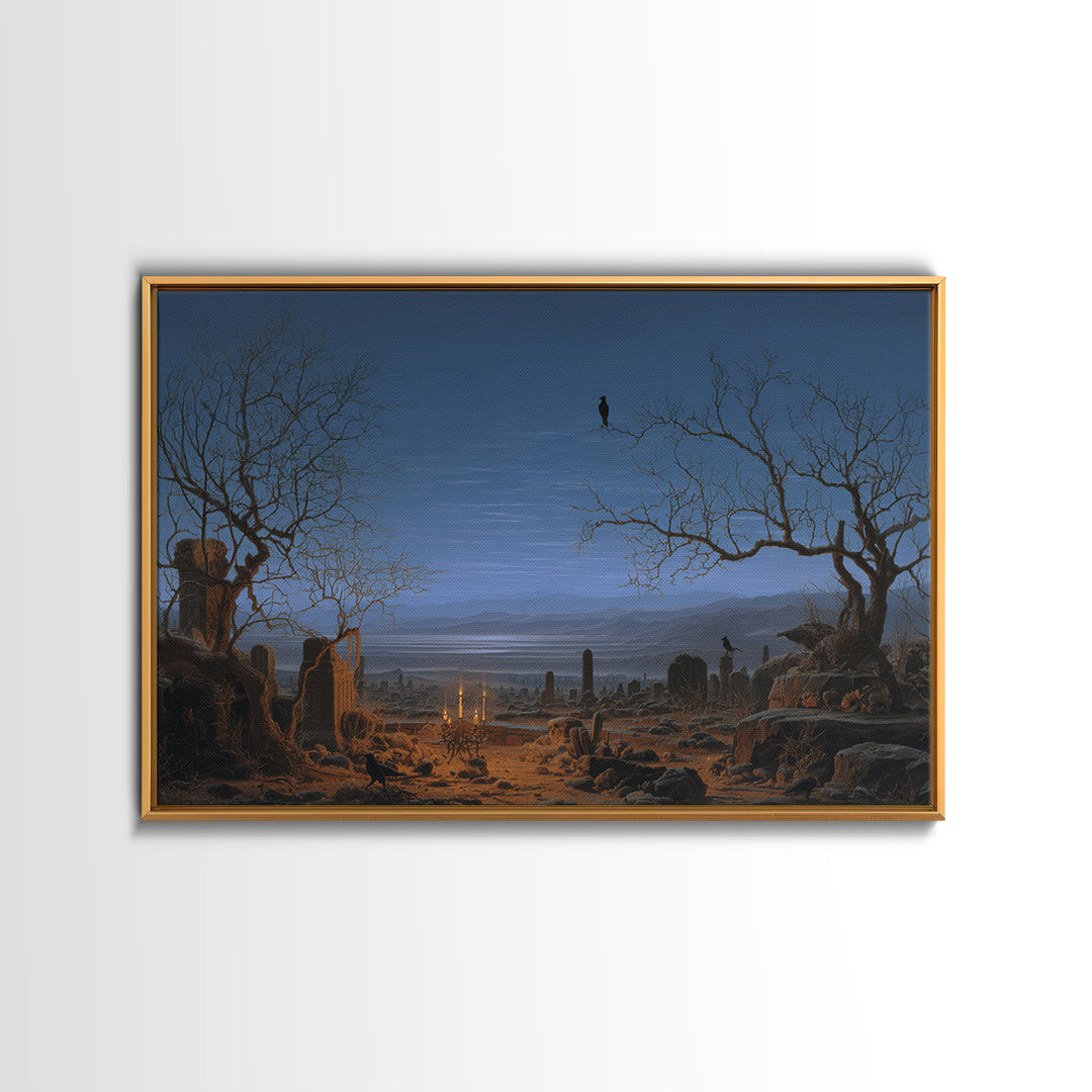 Desert Halloween, Romantic Gothic Landscape, Landscape Wall Art, Dark Fantasy Wall Art, Canvas Print, Halloween Wall Art