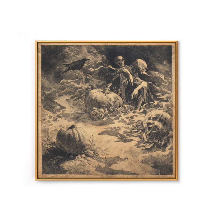 Desert Halloween, Symbolist Dream Art, Square Wall Art, Macabre Wall Art, Framed Canvas Print, Halloween Wall Art, Gothic Home Decor