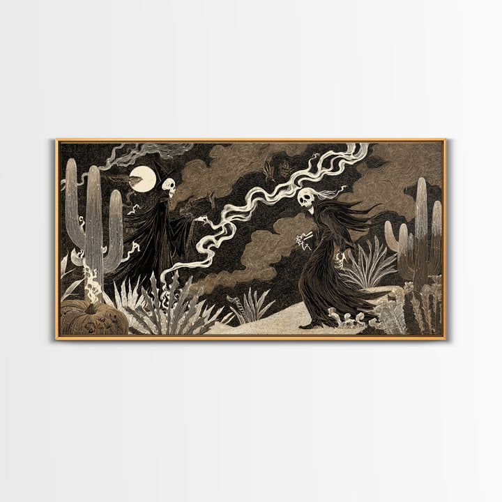 Desert Halloween, Expressionist Nightmare Art, Wide Panoramic Art, Macabre Wall Art, Canvas Print, Halloween Wall Art, Halloween Decor