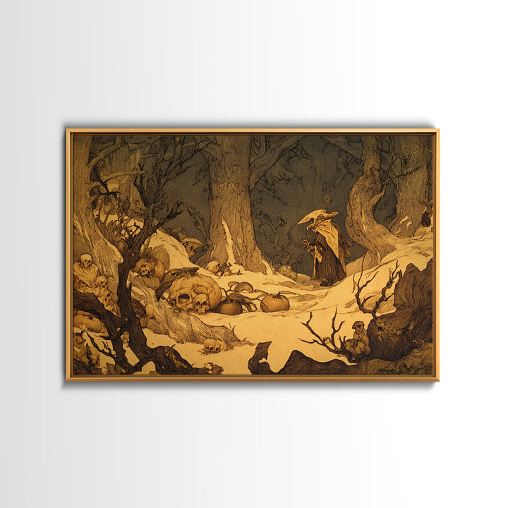 Desert Halloween, Gothic Storybook Art, Landscape Wall Art, Gothic Horror Wall Art, Canvas Print, Halloween Wall Art, Halloween Decor