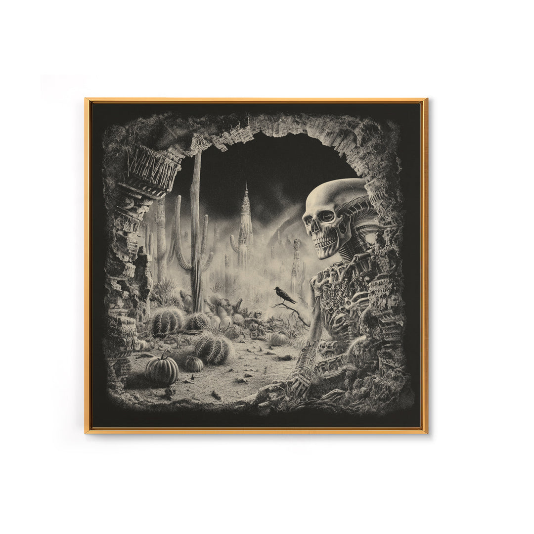 Desert Halloween, Biomechanical Horror Art, Square Wall Art, Dark Halloween Decor, Canvas Print, Halloween Wall Art, Macabre Wall Art