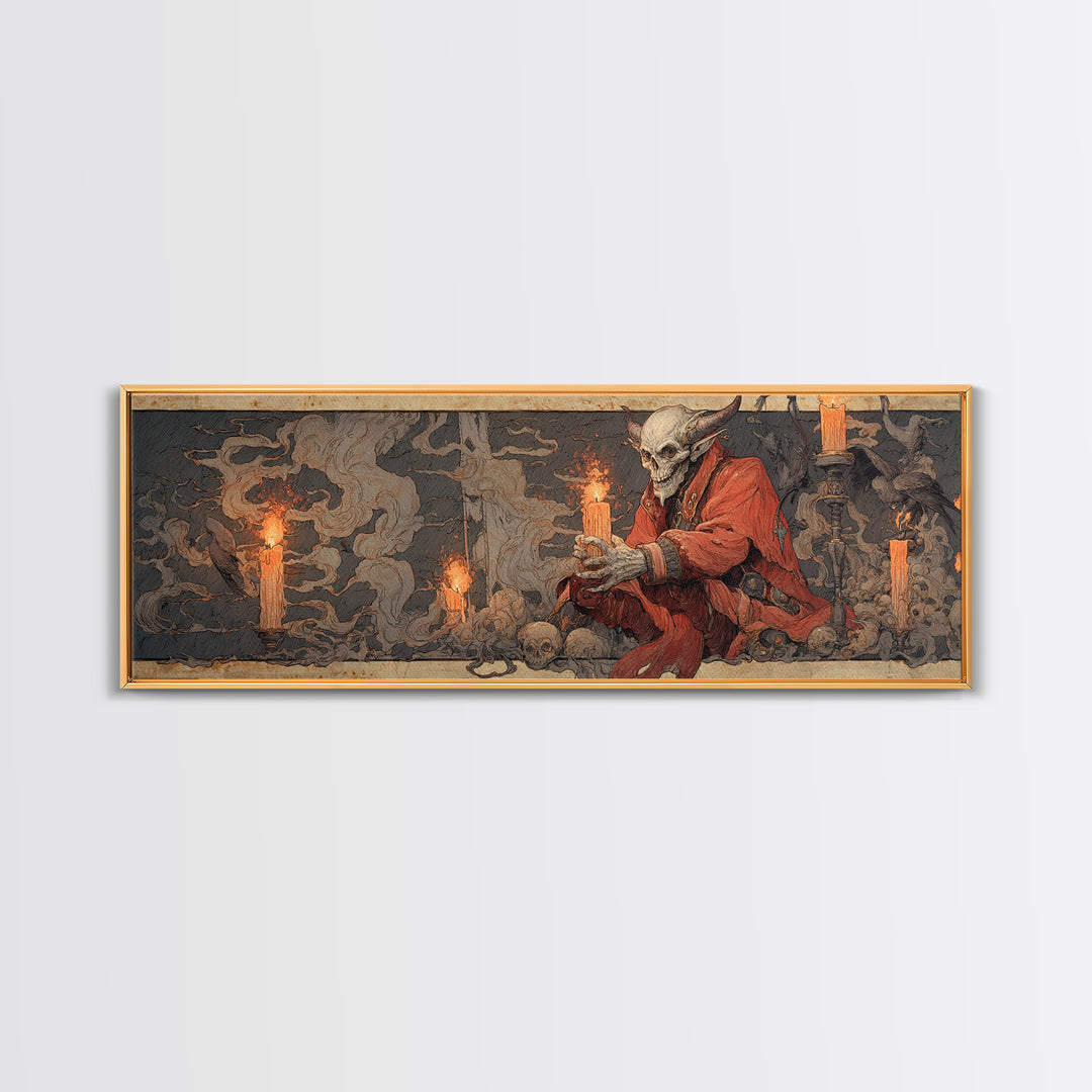 The Volcanic Demon Festival, Decadent Gothic Art, Extra Wide Wall Art, Macabre Wall Art, Canvas Print, Halloween Wall Art