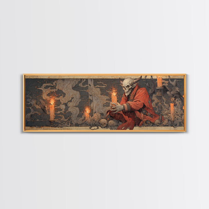 The Volcanic Demon Festival, Decadent Gothic Art, Extra Wide Wall Art, Macabre Wall Art, Canvas Print, Halloween Wall Art