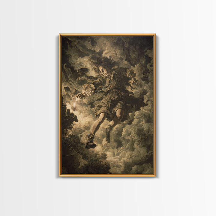 The Clockwork Haunted House, Baroque Witchcraft Art, Vertical Wall Art, Dark Fantasy Wall Art, Framed Canvas Print, Halloween Wall Art