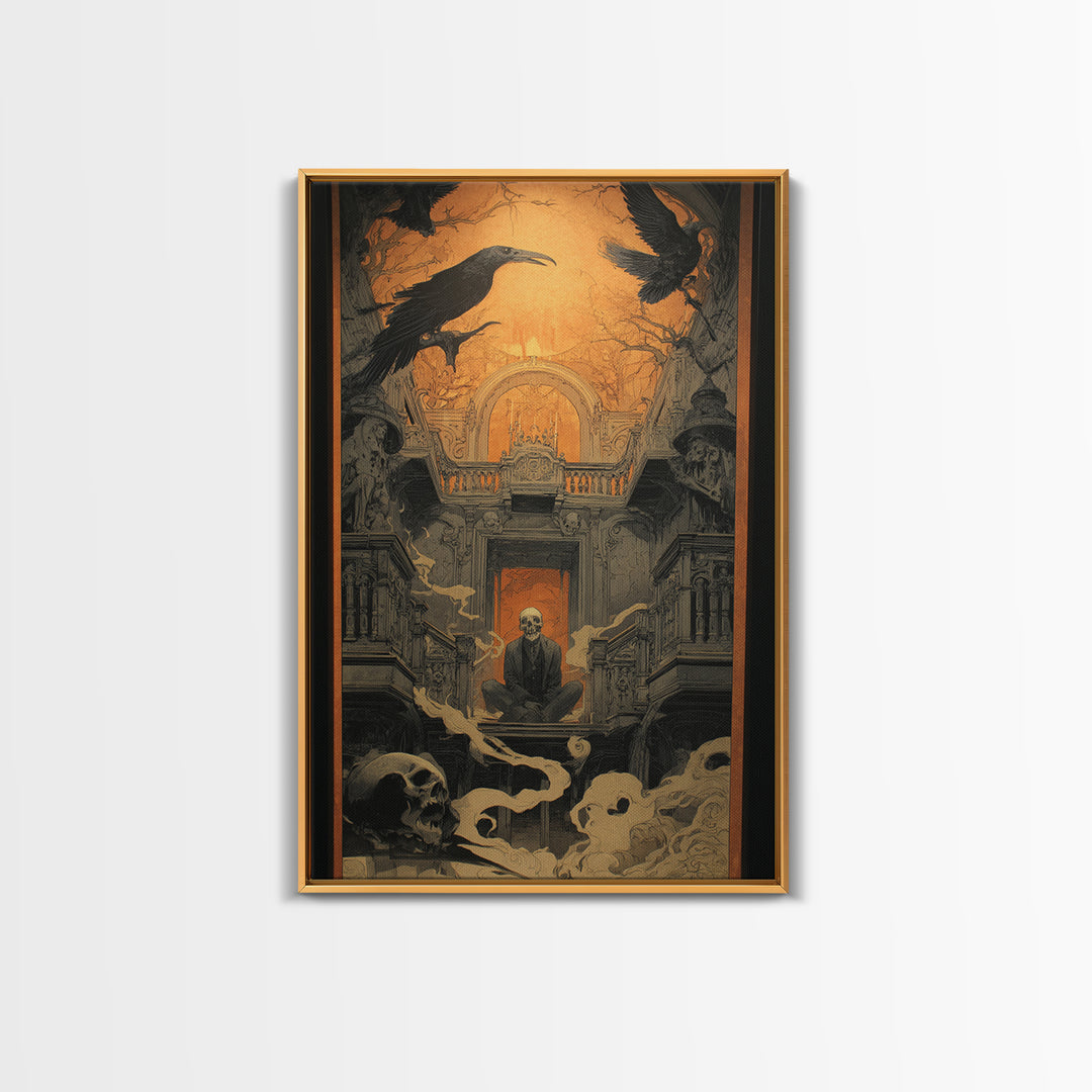 The Clockwork Haunted House, Decadent Gothic Art, Vertical Wall Art, Dark Fantasy Wall Art, Canvas Print, Halloween Wall Art