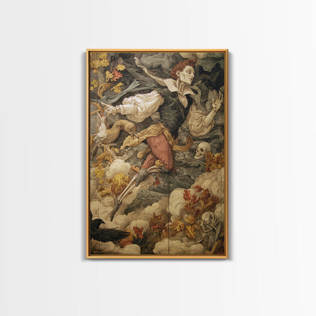 The Upside-Down Cemetery, Danse Macabre Art, Vertical Wall Art, Macabre Wall Art, Canvas Print, Halloween Wall Art