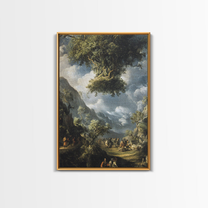 The Upside-Down Cemetery, Baroque Witchcraft Art, Vertical Wall Art, Macabre Wall Art, Canvas Print, Halloween Wall Art