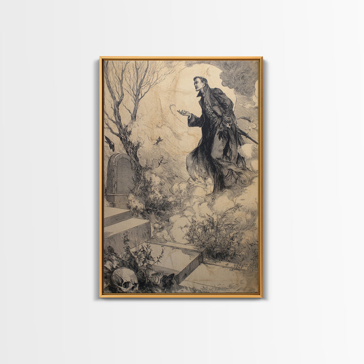 The Upside-Down Cemetery, Decadent Gothic Art, Vertical Wall Art, Macabre Wall Art, Canvas Print, Halloween Wall Art, Horror Wall Art