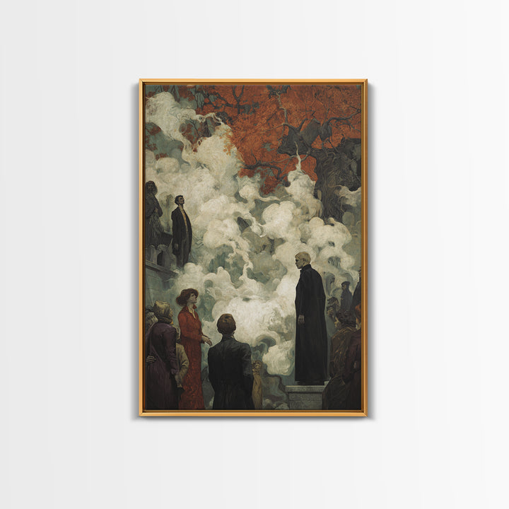 The Upside-Down Cemetery, Dark Symbolist Art, Vertical Wall Art, Gothic Horror Wall Art, Canvas Print, Halloween Wall Art