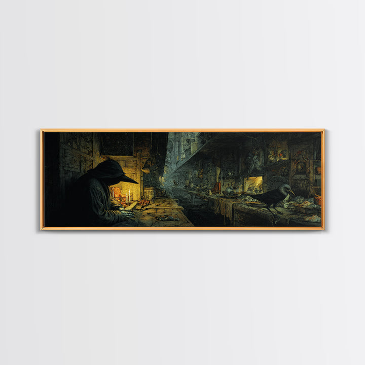 The Infinite Hallway, Medieval Grotesque Art, Extra Wide Wall Art, Dark Halloween Decor, Canvas Print, Halloween Wall Art