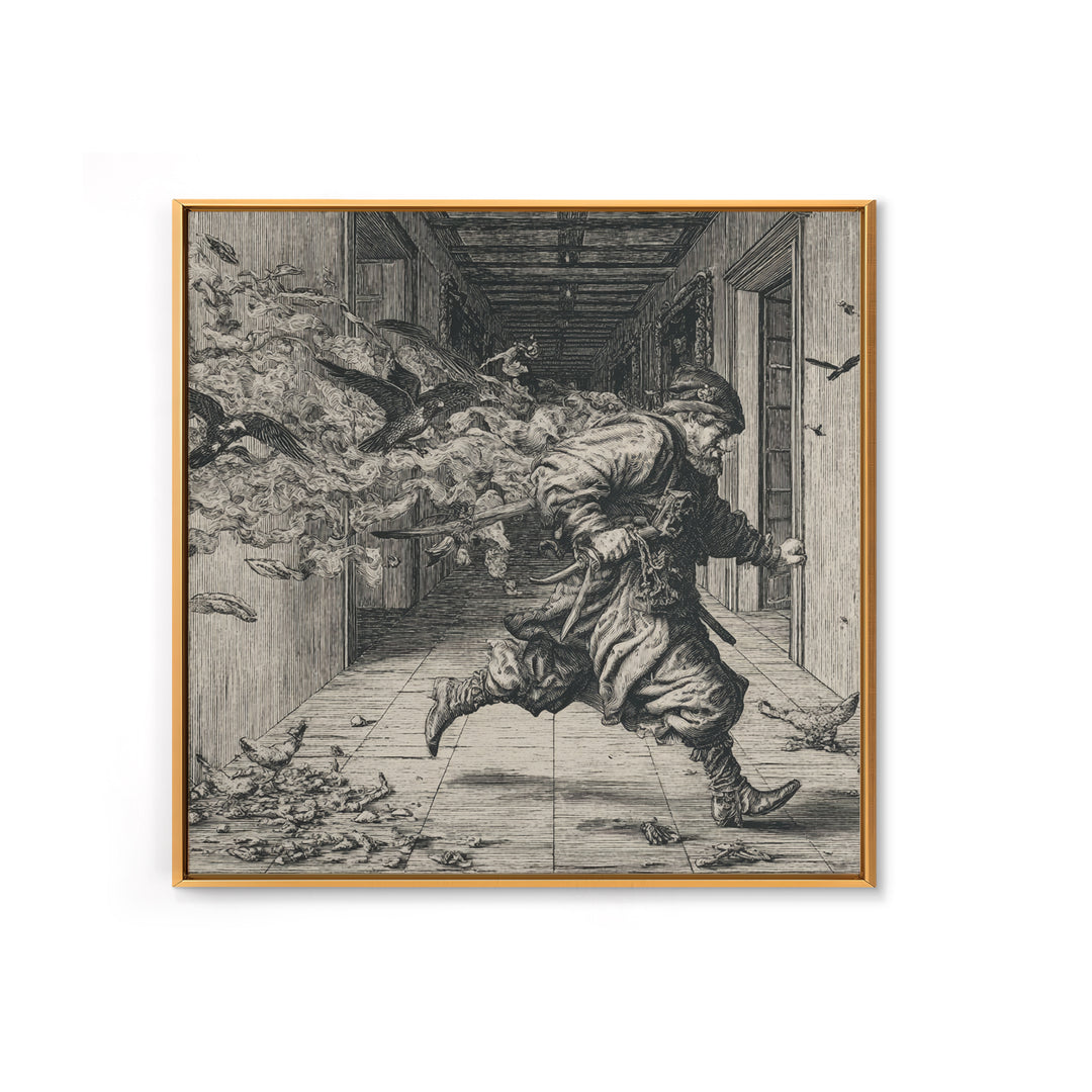 The Infinite Hallway, Renaissance Engraving Art, Square Wall Art, Gothic Horror Wall Art, Canvas Print, Halloween Wall Art