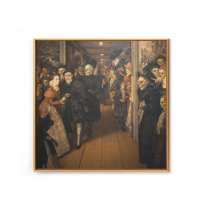 The Infinite Hallway, Danse Macabre Art, Square Wall Art, Dark Halloween Decor, Framed Canvas Print, Halloween Wall Art