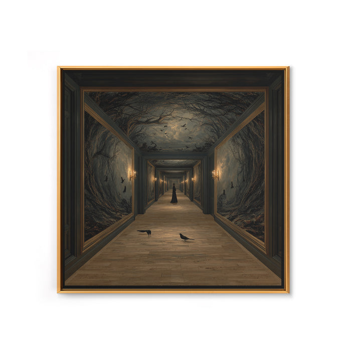 The Infinite Hallway, Baroque Witchcraft Art, Square Wall Art, Macabre Wall Art, Canvas Print, Halloween Wall Art, Horror Wall Art
