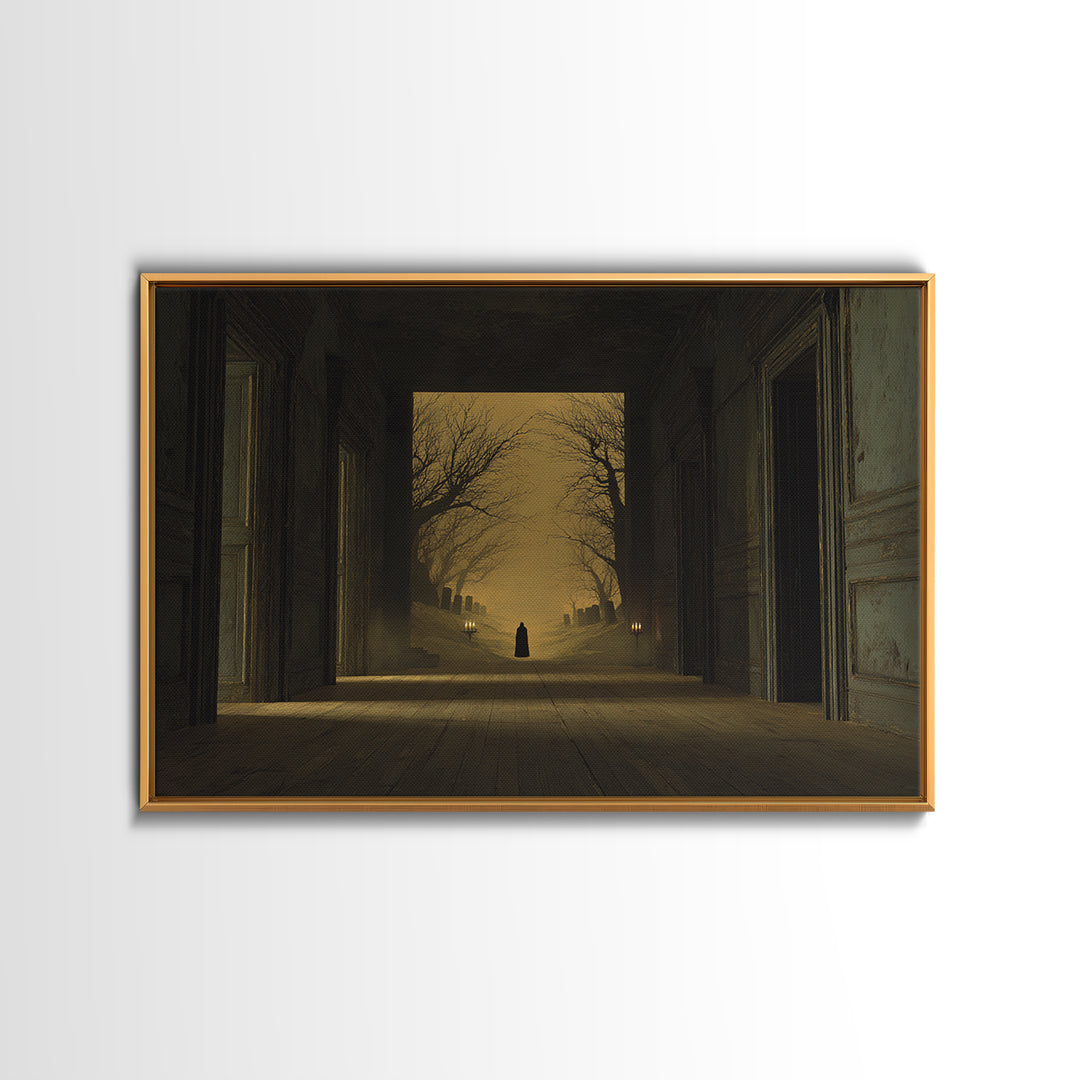 The Infinite Hallway, Romantic Gothic Landscape, Landscape Wall Art, Dark Halloween Decor, Canvas Print, Halloween Wall Art