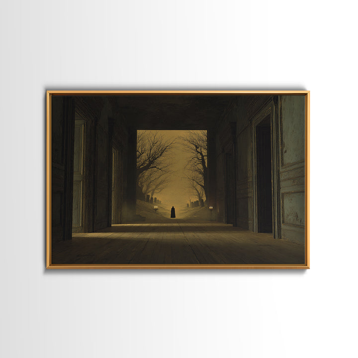 The Infinite Hallway, Romantic Gothic Landscape, Landscape Wall Art, Dark Halloween Decor, Canvas Print, Halloween Wall Art