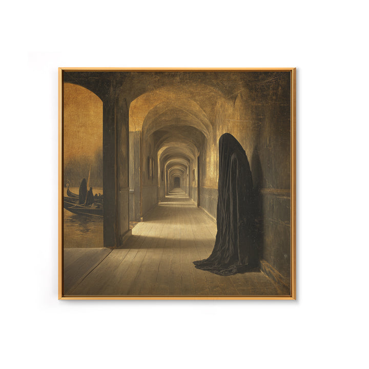The Infinite Hallway, Symbolist Gothic Landscape, Square Wall Art, Dark Halloween Decor, Canvas Print, Halloween Wall Art, Dark Fantasy Art