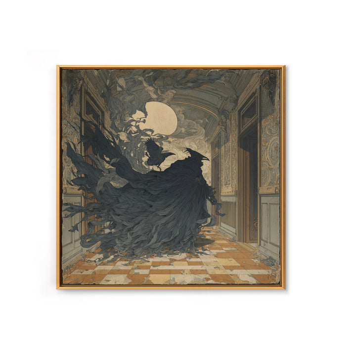 The Infinite Hallway, Decadent Gothic Art, Square Wall Art, Dark Halloween Decor, Canvas Print, Halloween Wall Art, Gothic Home Decor