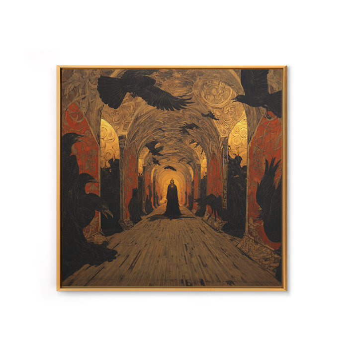 The Infinite Hallway, Dark Symbolist Art, Square Wall Art, Gothic Horror Wall Art, Canvas Print, Halloween Wall Art