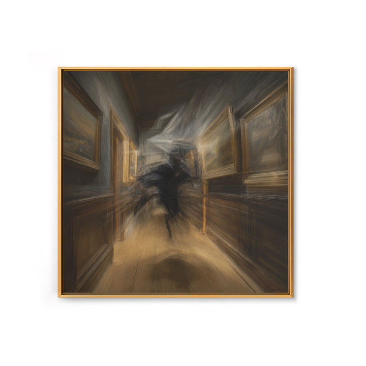 The Infinite Hallway, Expressionist Gothic Art, Square Wall Art, Macabre Wall Art, Framed Canvas Print, Halloween Wall Art