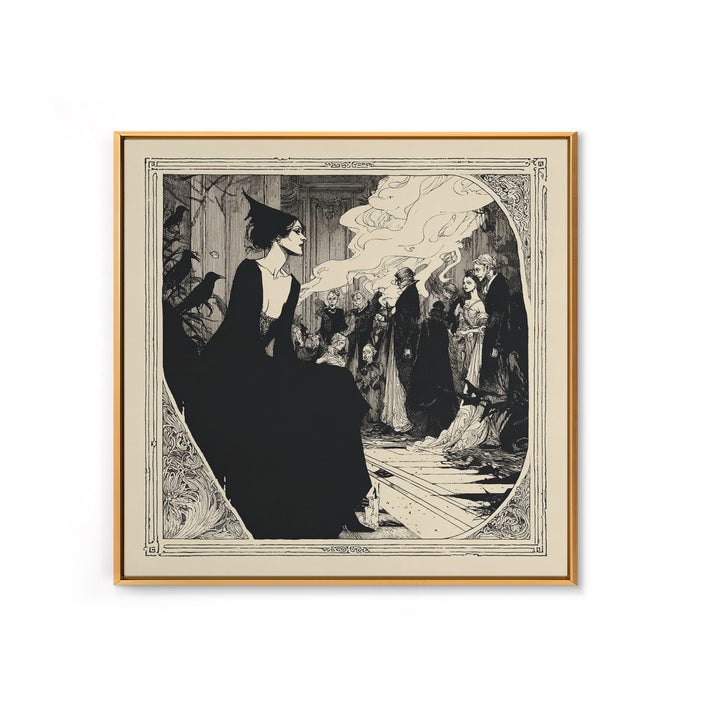The Infinite Hallway, Decadent Line Art, Square Wall Art, Dark Halloween Decor, Canvas Print, Halloween Wall Art