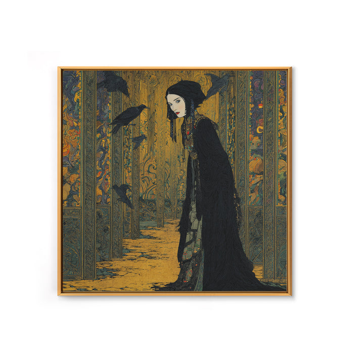 The Infinite Hallway, Stained Glass Gothic Art, Square Wall Art, Macabre Wall Art, Canvas Print, Halloween Wall Art, Collectible Wall Decor