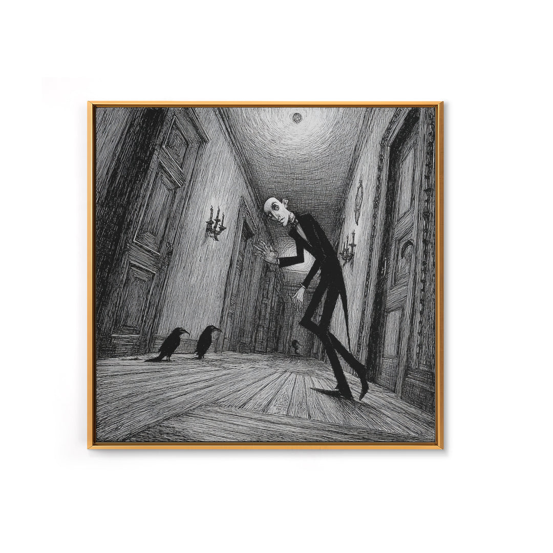 The Infinite Hallway, Victorian Macabre Art, Square Wall Art, Dark Halloween Decor, Canvas Print, Halloween Wall Art
