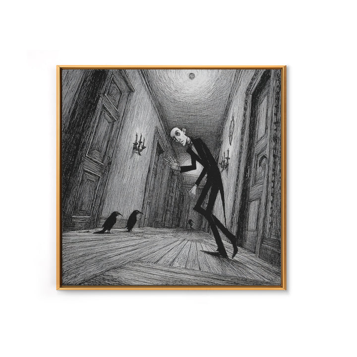 The Infinite Hallway, Victorian Macabre Art, Square Wall Art, Dark Halloween Decor, Canvas Print, Halloween Wall Art