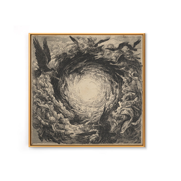 The Autumn-Leaf Ghost, Renaissance Engraving Art, Square Wall Art, Gothic Horror Wall Art, Canvas Print, Halloween Wall Art