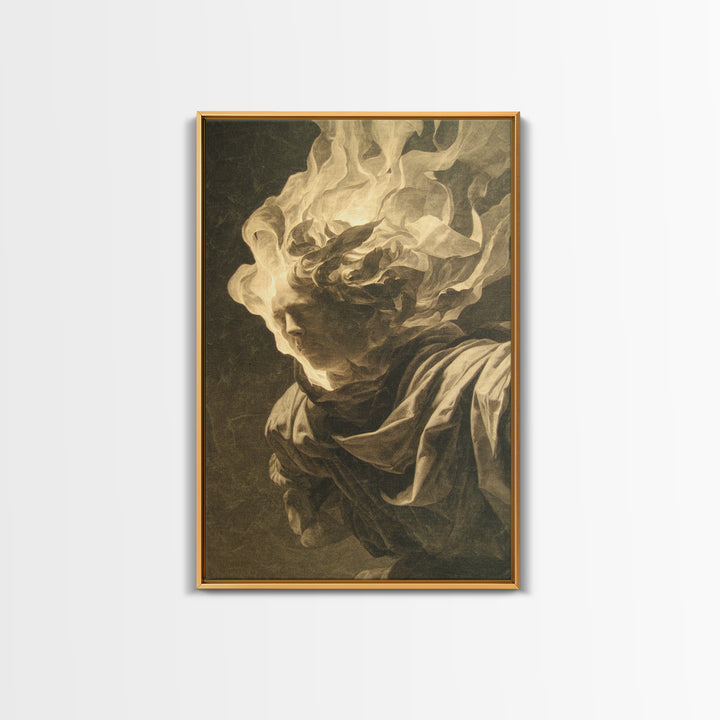 The Autumn-Leaf Ghost, Gothic Nightmare Art, Vertical Wall Art, Gothic Horror Wall Art, Framed Canvas Print, Halloween Wall Art