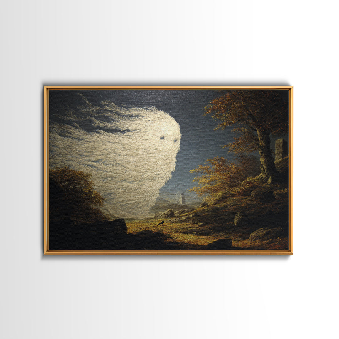 The Autumn-Leaf Ghost, Romantic Gothic Landscape, Landscape Wall Art, Dark Halloween Decor, Framed Canvas Print, Horror Wall Art